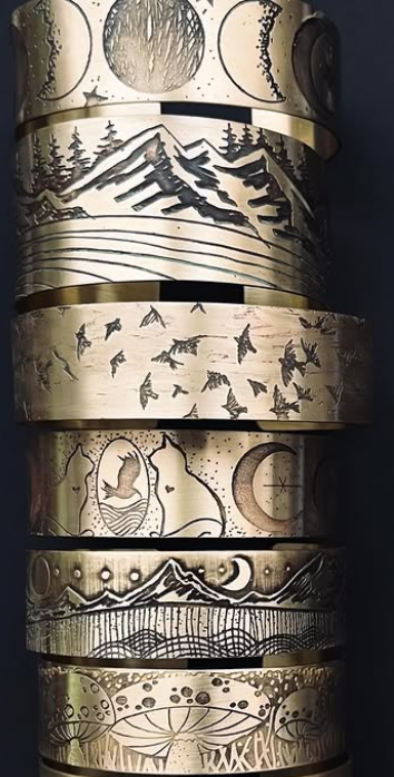 Medium Etched Brass Cuffs