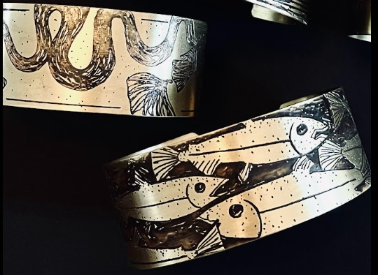 Medium Brass Salmon or Snake Cuffs