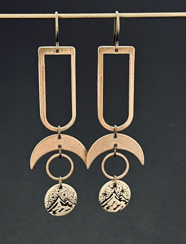 Mountain Eclipse Brass Statement Earrings