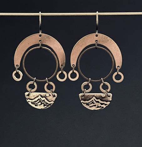 Mountain Horizon Brass Arch Earrings