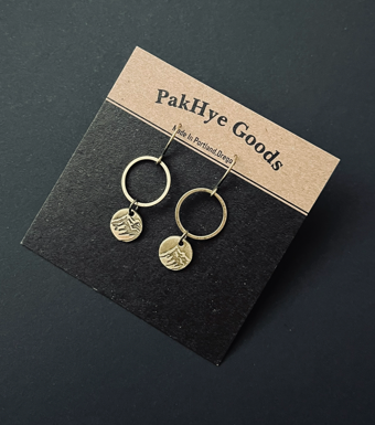 Tiny Mountain Hoop Brass Earrings