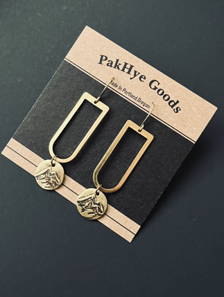 Tiny Mountain Link Brass Earrings