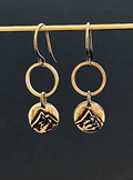 Tiny Mountain Circle Brass Earrings