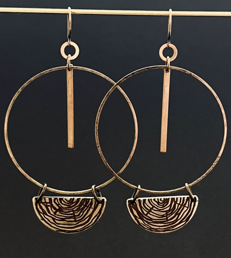 Tree Ring Brass Statement Earrings