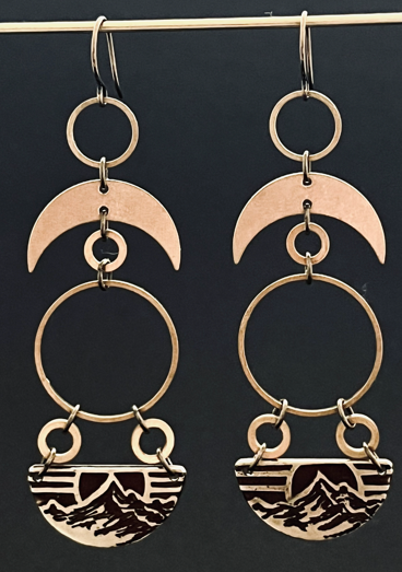 Crescent Mountain Horizon Brass Statement Earrings