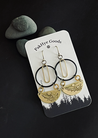 Mountain Sun Brass Statement Earrings