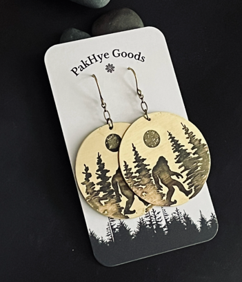 Sasquatch Forest Brass Statement Earrings