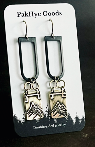 Mount Hood Window Brass Statement Earrings