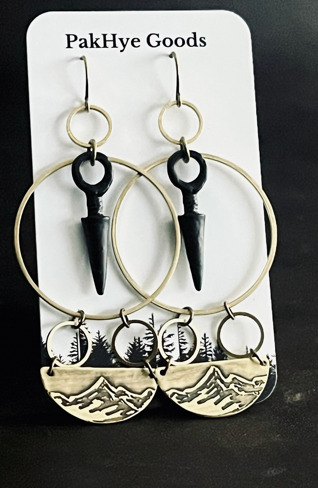 Mount Hood Arrowhead Brass Statement Earrings