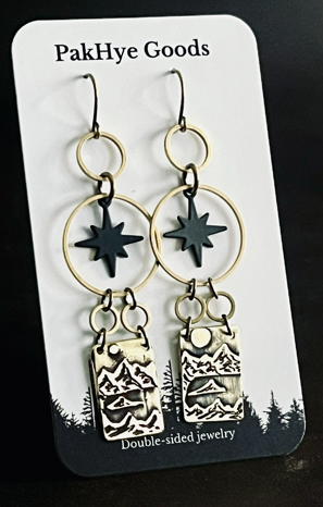 Mount Hood Star Brass Statement Earrings