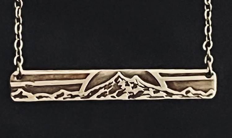 Mount Hood Bar Necklace with Sunrise